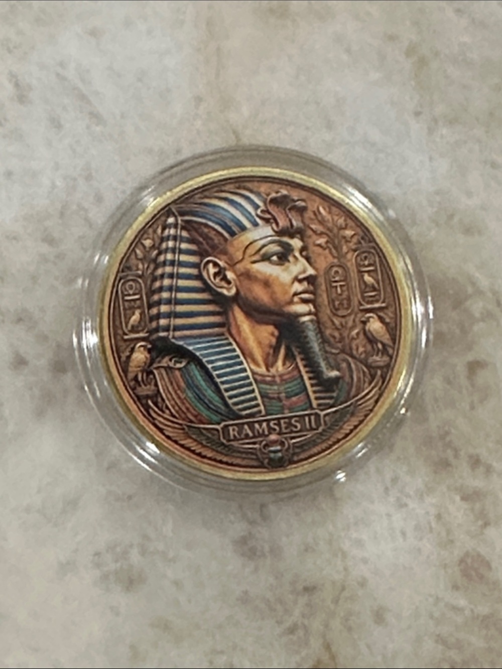 Ramses II Decorative Coin - Bronze and Blue